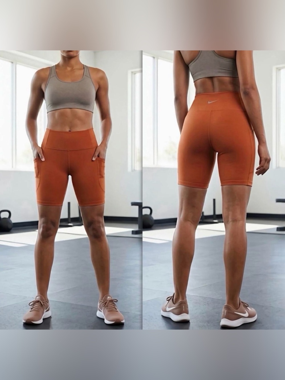 NIKE ONE WOMENS TRAINING BIKER SHORTS Burnt Orange NWT Size S